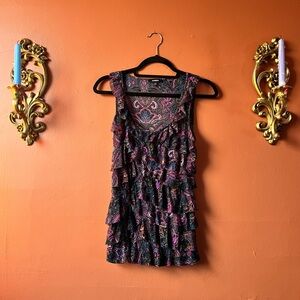 Vintage Express Sheer Ruffle Top Size Small